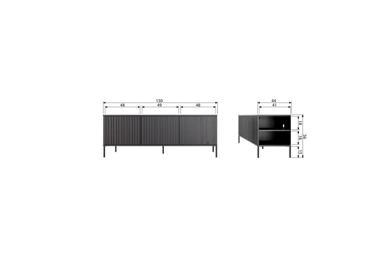 Gravure Gulvstående TV-benk 150 cm med Oppbevaring i Mørkt Tre - Lys Beige - Møbler - Mediamøbel & tv møbel - TV-benk & mediabenk
