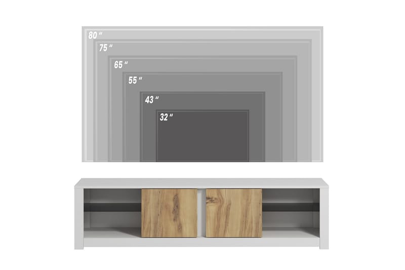 Griselda TV-benk 180 cm i Eik - Hvit - Møbler - Mediamøbel & tv møbel - TV-benk & mediabenk