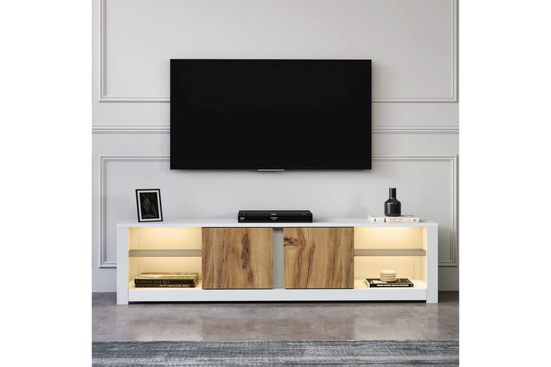 Griselda TV-benk 180 cm i Eik - Hvit - Møbler - Mediamøbel & tv møbel - TV-benk & mediabenk