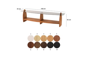 Guinn Frittstående TV-benk 160 cm med Oppbevaring i Tre med Glassplate - Brun - Møbler - Mediamøbel & tv møbel - TV-benk & mediabenk