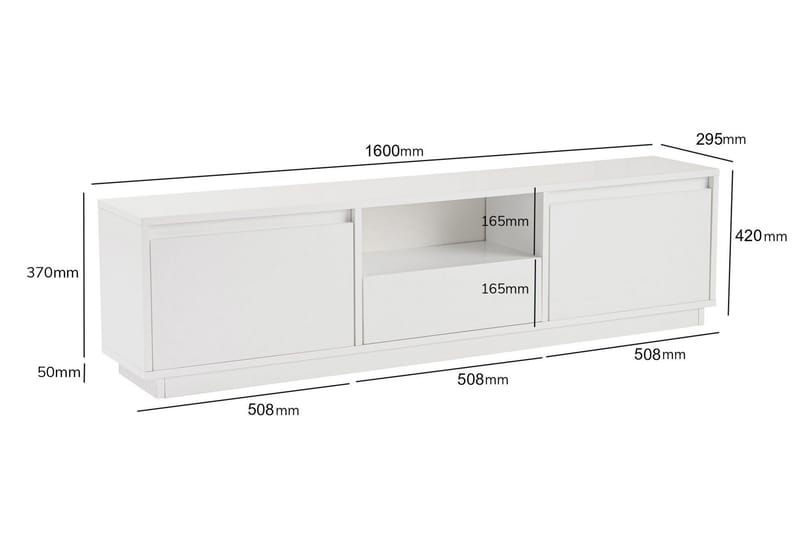 Gulliver Gulvstående TV-benk 160 cm med Oppbevaring i Malt Tre - Hvit - Møbler - Mediamøbel & tv møbel - TV-benk & mediabenk