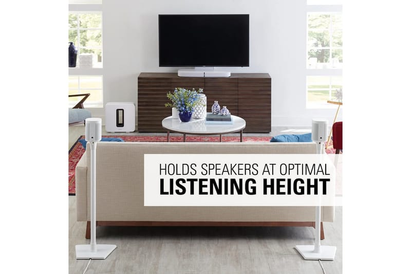 Gulvstativ Sanus for Sonos One SL Play:1 og Play:3 2 deler Hvit, Fast stativ - Hvit, Fast stativ - Møbler - Mediamøbel & tv møbel - Mediestativ & veggfeste