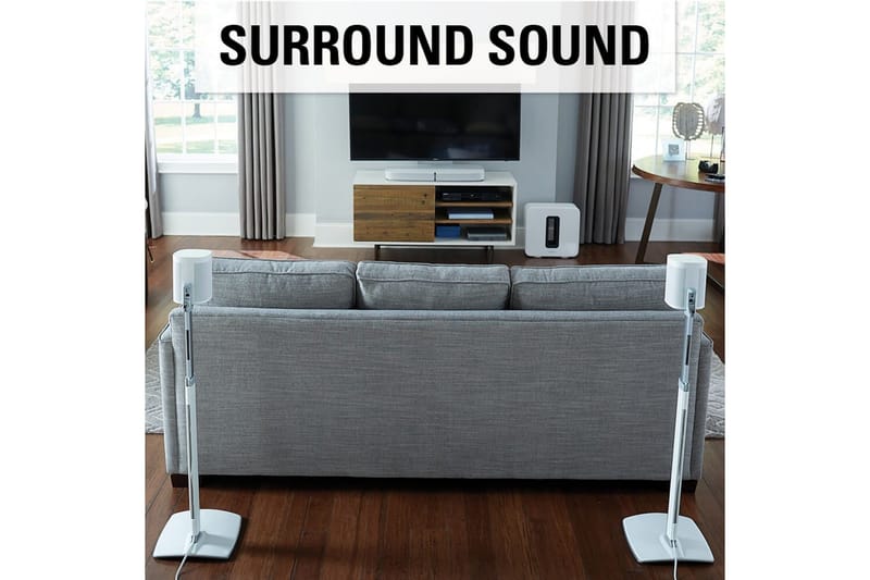 Gulvstativ Sanus for Sonos One SL Play:1 og Play:3 2 deler Hvit, Justerbart stativ - Hvit, Justerbart stativ - Møbler - Mediamøbel & tv møbel - Mediestativ & veggfeste