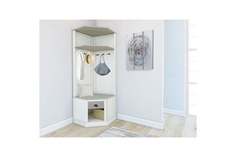 Høyskap Toby Hvit/Grå, 185x90x65 cm - Hvit/Grå, 185x90x65 cm - Møbler - Gangmøbler - Møbelsett til gang & entre