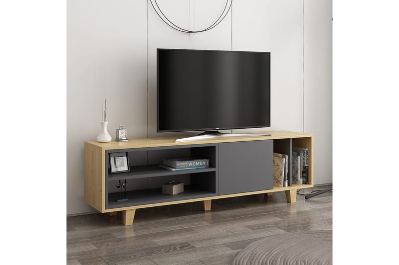 Hachen TV-benk 160 cm - tre/natur/Antrasitt - TV-benk & mediabenk