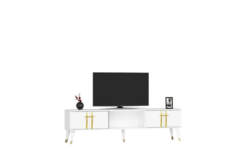 Harsum TV-benk 150 cm - Hvit/Gull - Møbler - Mediamøbel & tv møbel - TV-benk & mediabenk