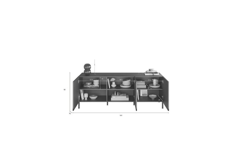 Hawell TV-benk 181 cm - Grå - Møbler - Mediamøbel & tv møbel - TV-benk & mediabenk