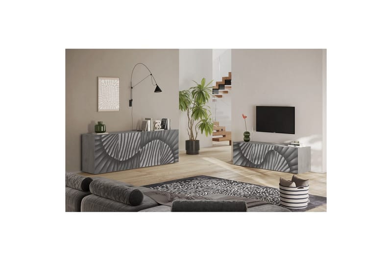 Hawell TV-benk 181 cm - Grå - Møbler - Mediamøbel & tv møbel - TV-benk & mediabenk