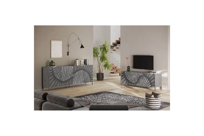 Hawell TV-benk 181 cm - Grå - Møbler - Mediamøbel & tv møbel - TV-benk & mediabenk