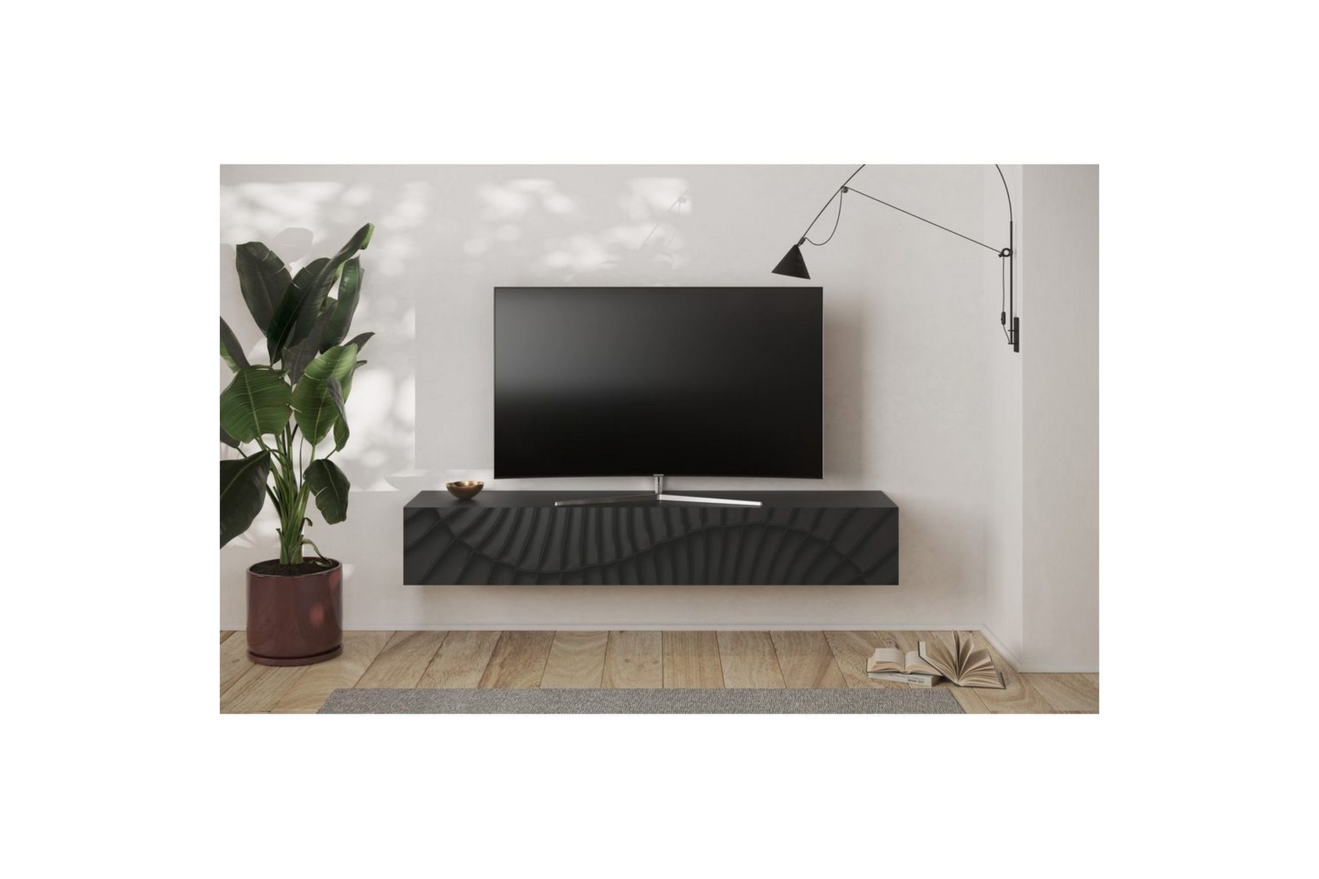 Hawell Vegghengt TV-benk 180 cm - Mørk grå - Møbler - Mediamøbel & tv møbel - TV-benk & mediabenk