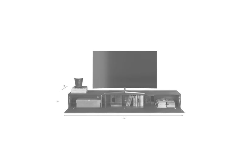 Hawell Vegghengt TV-benk 210 cm - Grå - Møbler - Mediamøbel & tv møbel - TV-benk & mediabenk