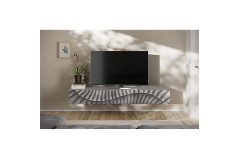 Hawell Vegghengt TV-benk 210 cm - Grå - Møbler - Mediamøbel & tv møbel - TV-benk & mediabenk