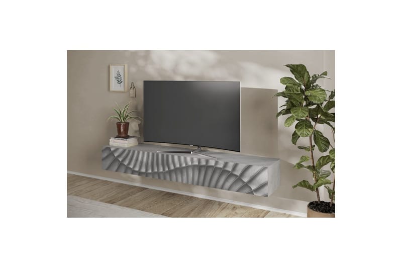 Hawell Vegghengt TV-benk 210 cm - Grå - Møbler - Mediamøbel & tv møbel - TV-benk & mediabenk