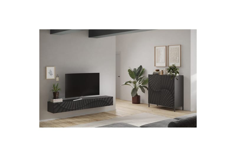 Hawell Vegghengt TV-benk 210 cm - Mørk grå - Møbler - Mediamøbel & tv møbel - TV-benk & mediabenk
