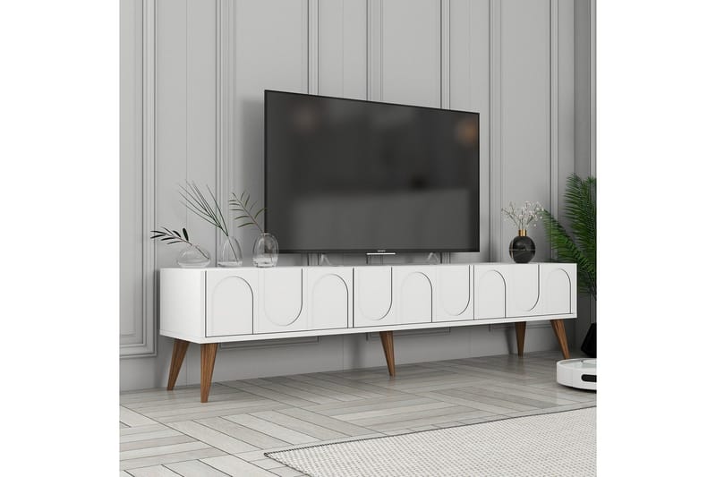 Hazim TV-benk 180 cm - Hvit/Valnøtt - Møbler - Mediamøbel & tv møbel - TV-benk & mediabenk