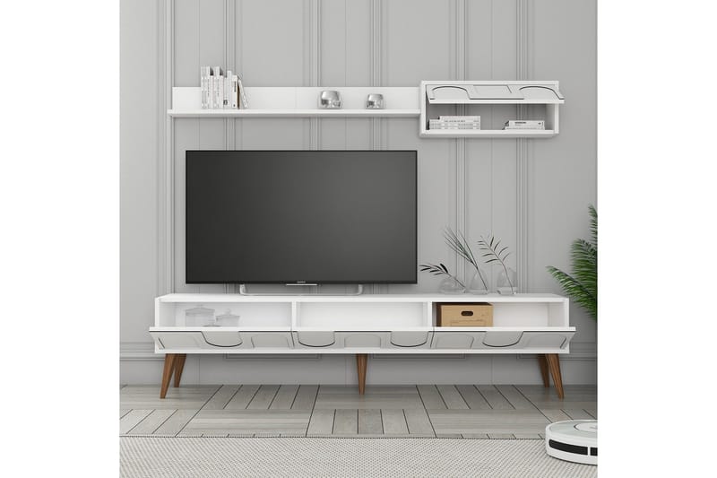 Hazim TV-benk 180 cm - Hvit/Valnøtt - Møbler - Mediamøbel & tv møbel - TV-benk & mediabenk