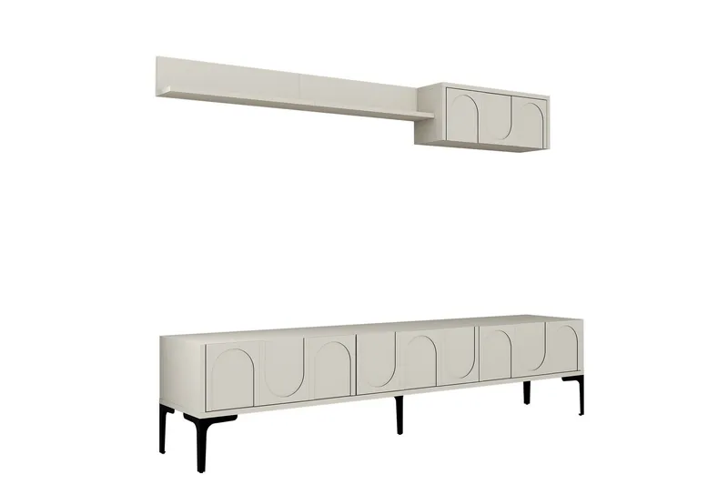 Hazim TV-benk 180 cm, Krem/Svart