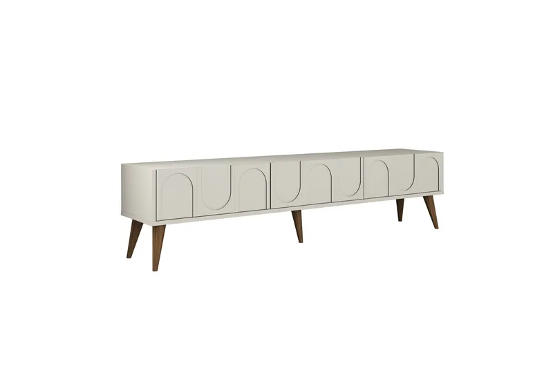 Hazim TV-benk 180 cm, Krem/Valnøtt