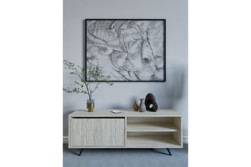 Hazle Gulvstående TV-benk 120 cm med Oppbevaring i Tre - Beige - Møbler - Mediamøbel & tv møbel - TV-benk & mediabenk