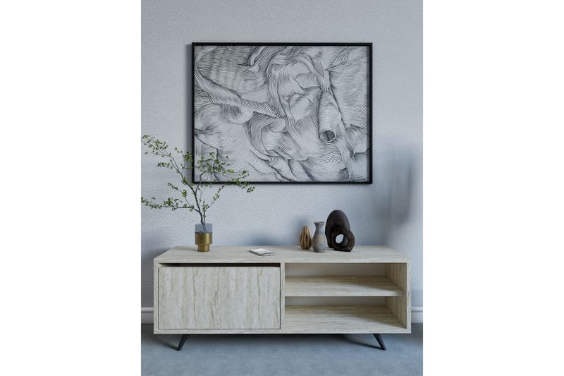 Hazle Gulvstående TV-benk 120 cm med Oppbevaring i Tre - Beige - Møbler - Mediamøbel & tv møbel - TV-benk & mediabenk