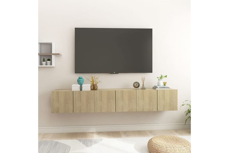 Hengende TV-benker 3 stk sonoma eik 60x30x30 cm - Brun - TV-skap