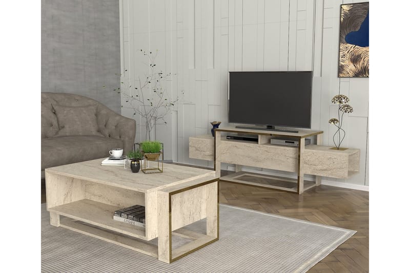 Herb TV-benk 160 cm - Beige - Møbler - Mediamøbel & tv møbel - TV-benk & mediabenk