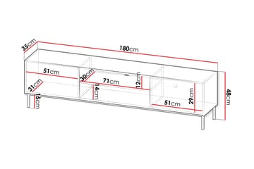 Hermann TV-benk 180 cm - Svart - Møbler - Mediamøbel & tv møbel - TV-benk & mediabenk