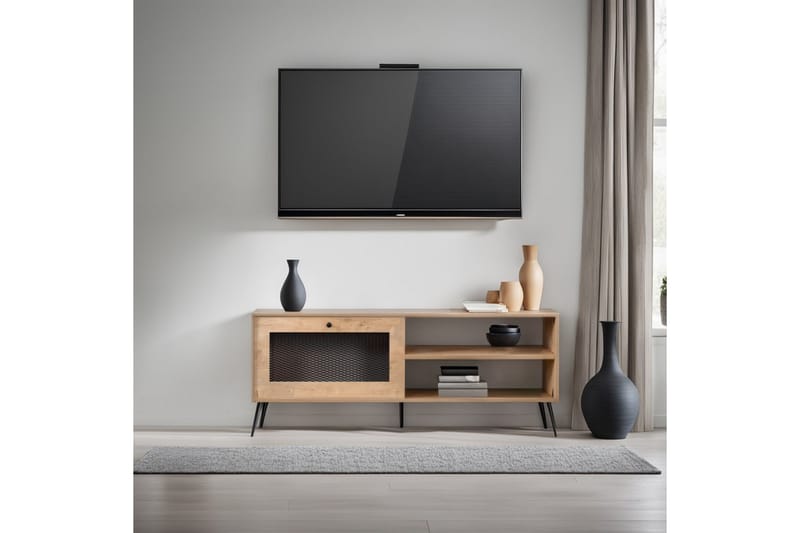 Hilal TV-benk 138 cm - Eik/Svart - Møbler - Mediamøbel & tv møbel - TV-benk & mediabenk