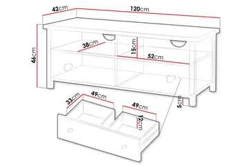 Hilts Gulvstående TV-benk 120 cm med Oppbevaring i Malt Tre - Hvit - Møbler - Mediamøbel & tv møbel - TV-benk & mediabenk