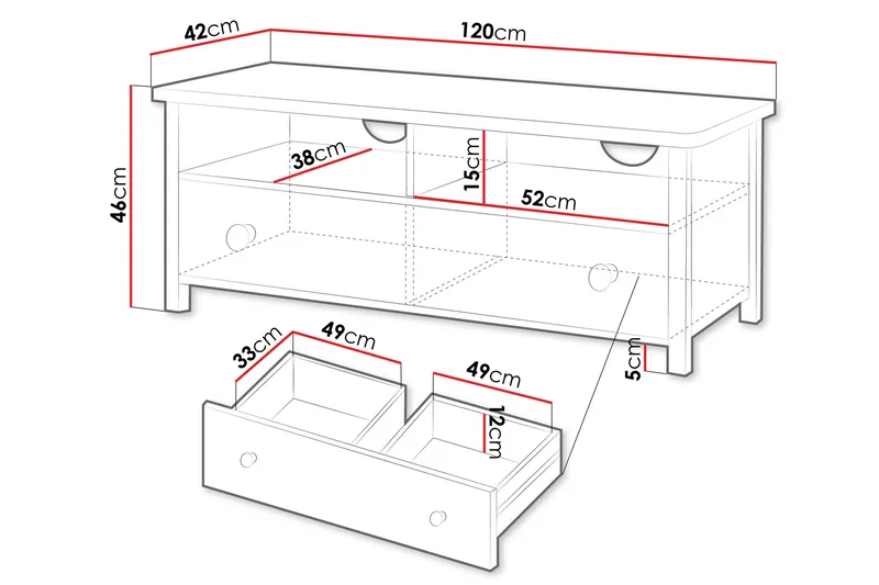 Hilts Gulvstående TV-benk 120 cm med Oppbevaring i Malt Tre - Hvit - Møbler - Mediamøbel & tv møbel - TV-benk & mediabenk