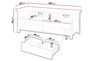 Hilts Tv-Benk 120x42 cm - Hvit/Rosa - Møbler - Mediamøbel & tv møbel - TV-benk & mediabenk