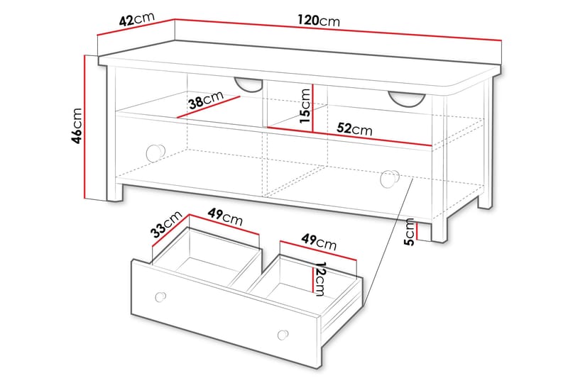 Hilts Tv-Benk 120x42 cm - Hvit/Rosa - Møbler - Mediamøbel & tv møbel - TV-benk & mediabenk