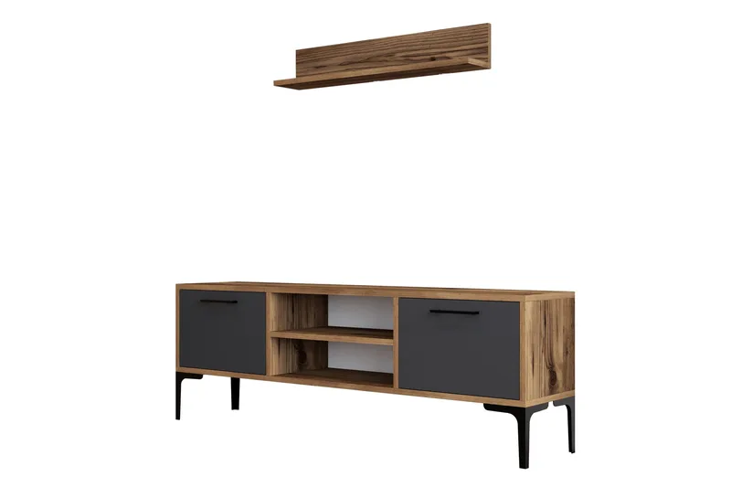 Holter Tv-benk 140 cm - Valnøtt/Antrasitt - Møbler - Mediamøbel & tv møbel - TV-benk & mediabenk