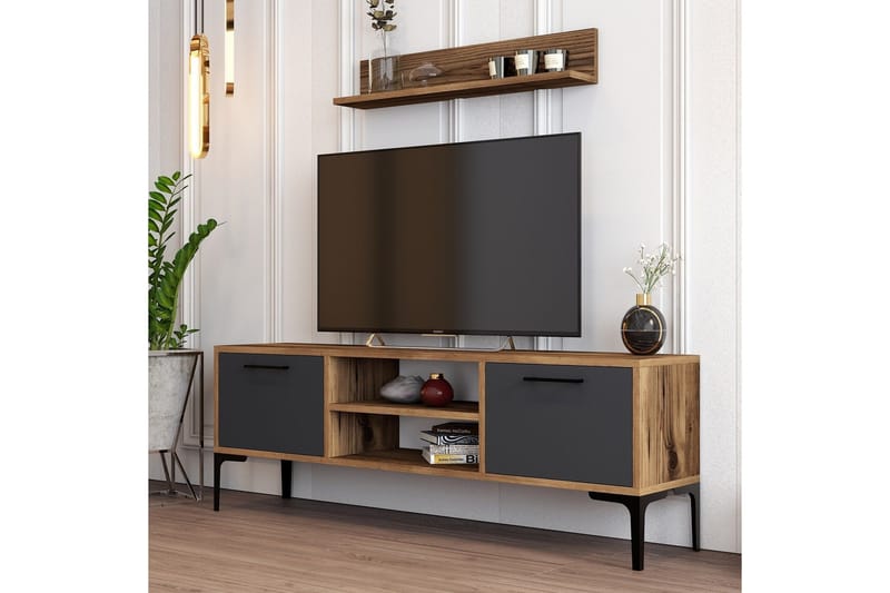 Holter Tv-benk 140 cm - Valnøtt/Antrasitt - Møbler - Mediamøbel & tv møbel - TV-benk & mediabenk