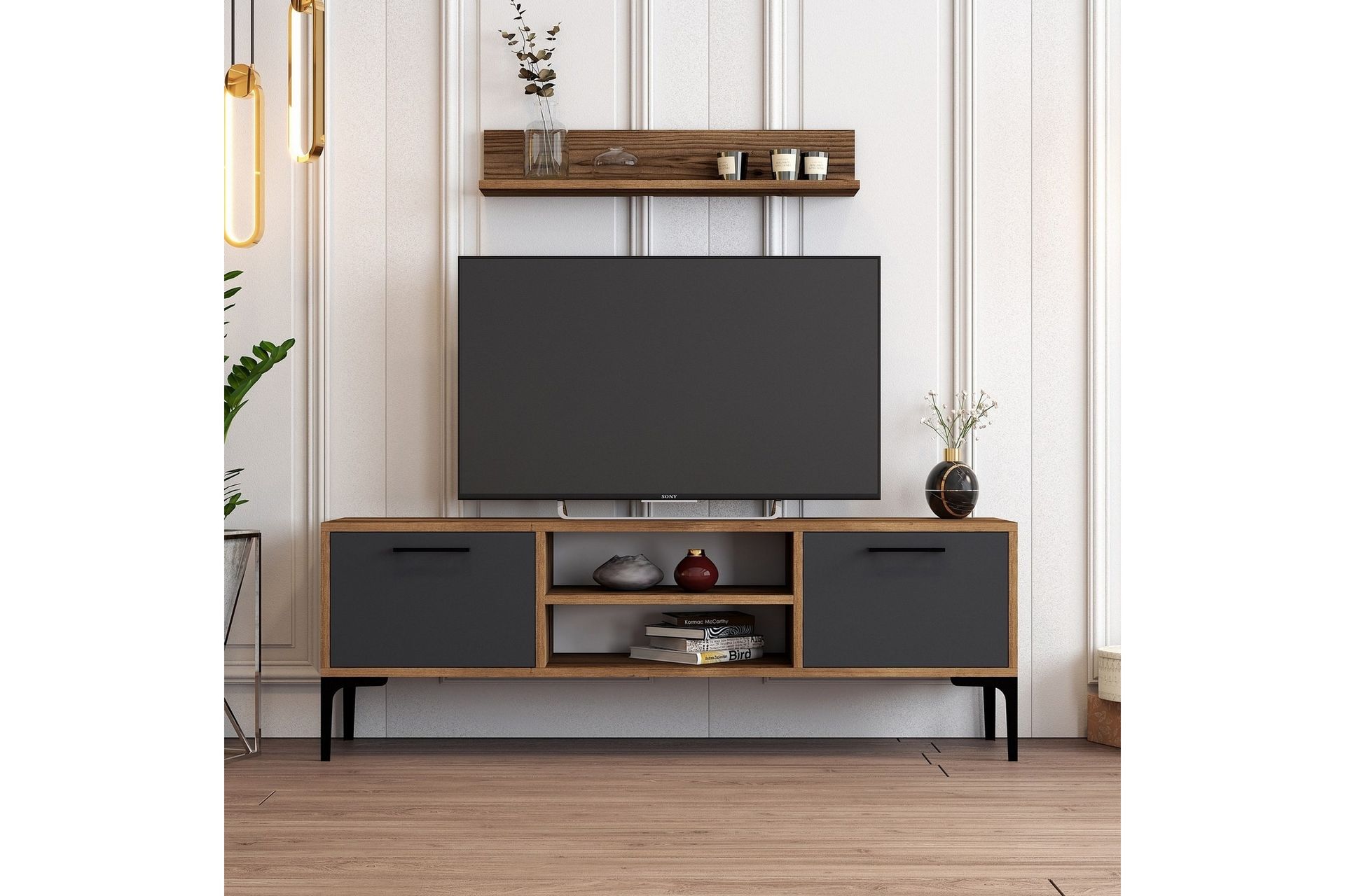 Holter Tv-benk 140 cm - Valnøtt/Antrasitt - Møbler - Mediamøbel & tv møbel - TV-benk & mediabenk