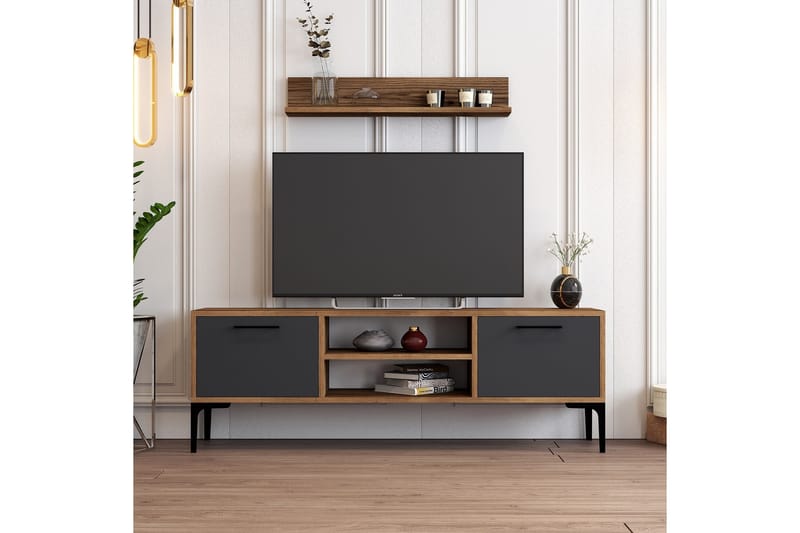 Holter Tv-benk 140 cm - Valnøtt/Antrasitt - Møbler - Mediamøbel & tv møbel - TV-benk & mediabenk
