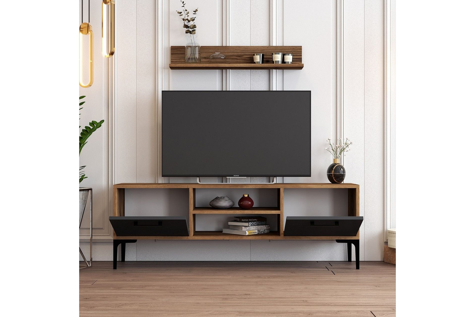 Holter Tv-benk 140 cm - Valnøtt/Antrasitt - Møbler - Mediamøbel & tv møbel - TV-benk & mediabenk