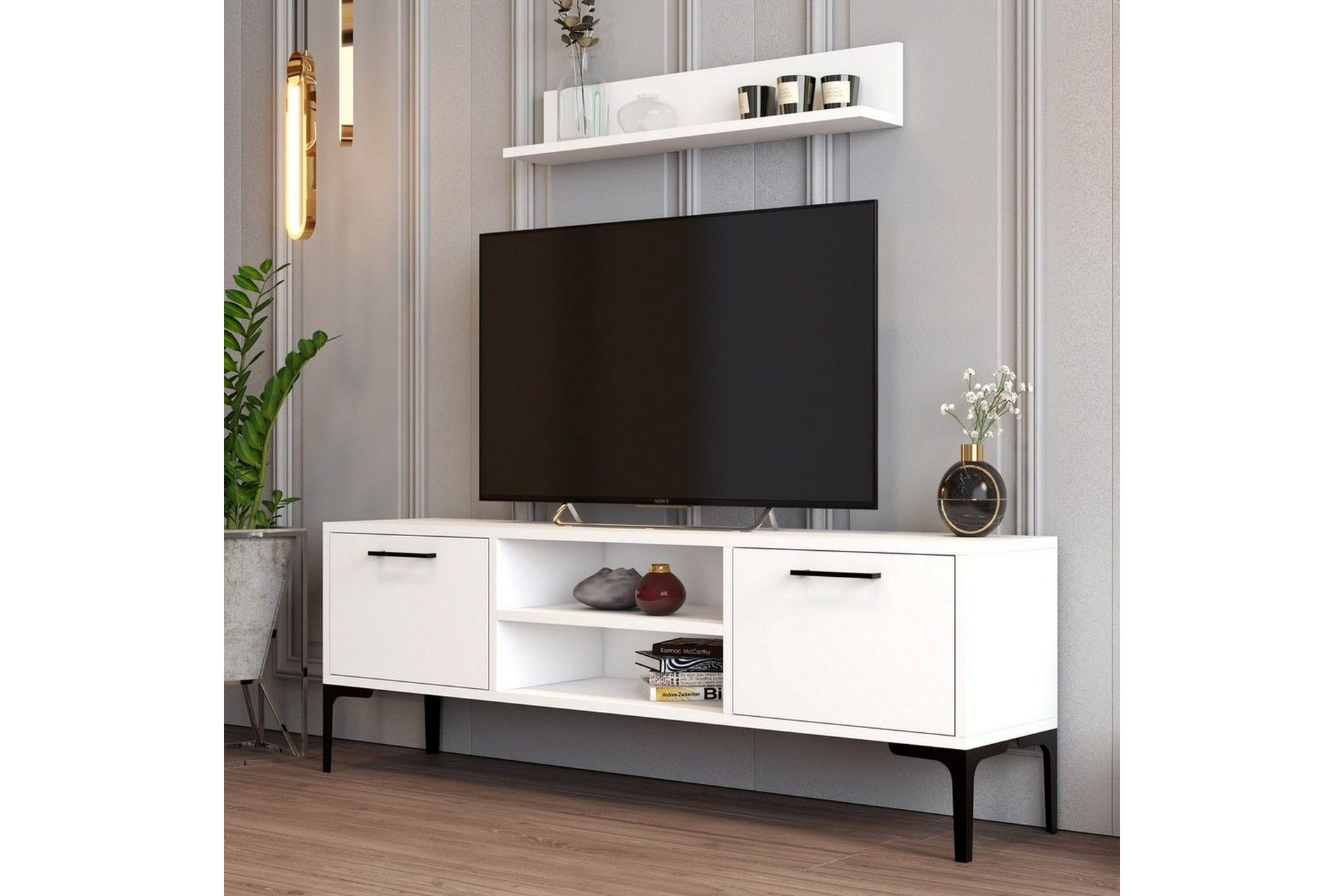 Holter TV-møbelsett 140x30 cm - Hvit