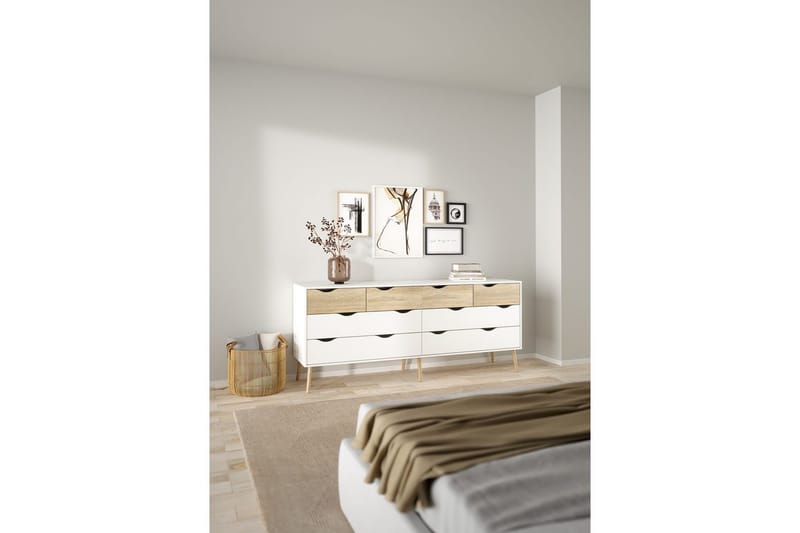 Hostafranc TV-benk 196 cm - Hvit/Natur - Møbler - Mediamøbel & tv møbel - TV-benk & mediabenk