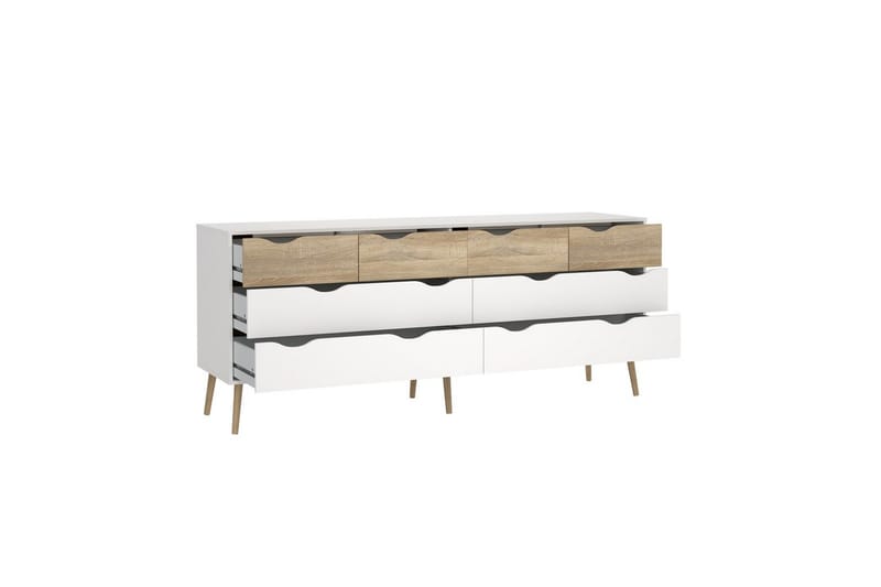 Hostafranc TV-benk 196 cm - Hvit/Natur - Møbler - Mediamøbel & tv møbel - TV-benk & mediabenk