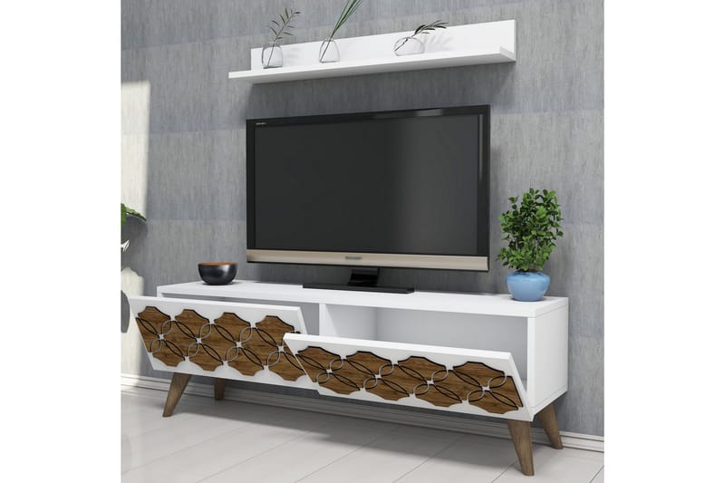 Hovdane TV-Benk 120 cm - Hvit - TV-møbelsett