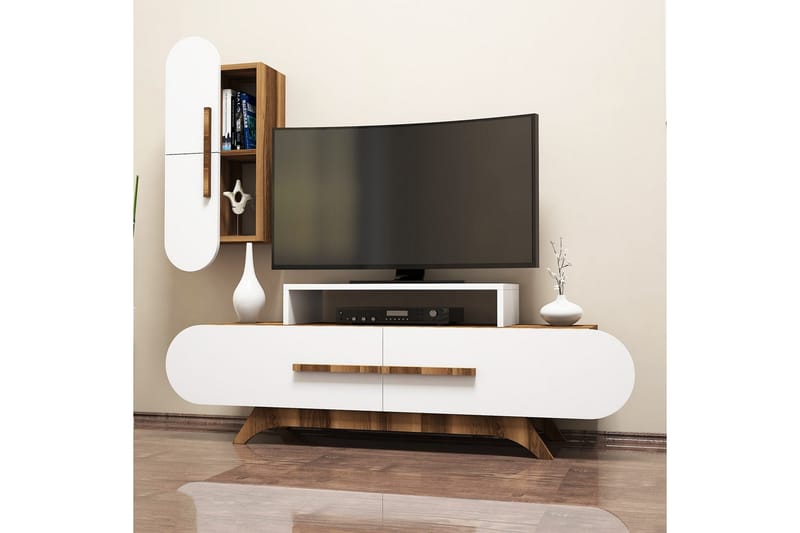Hovdane TV-Benk 145 cm - Brun/Hvit - TV-møbelsett