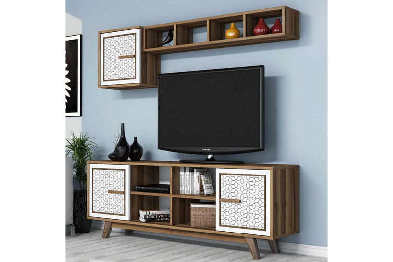Hovdane TV-møbelsett 160 cm - Brun/Hvit - TV-møbelsett