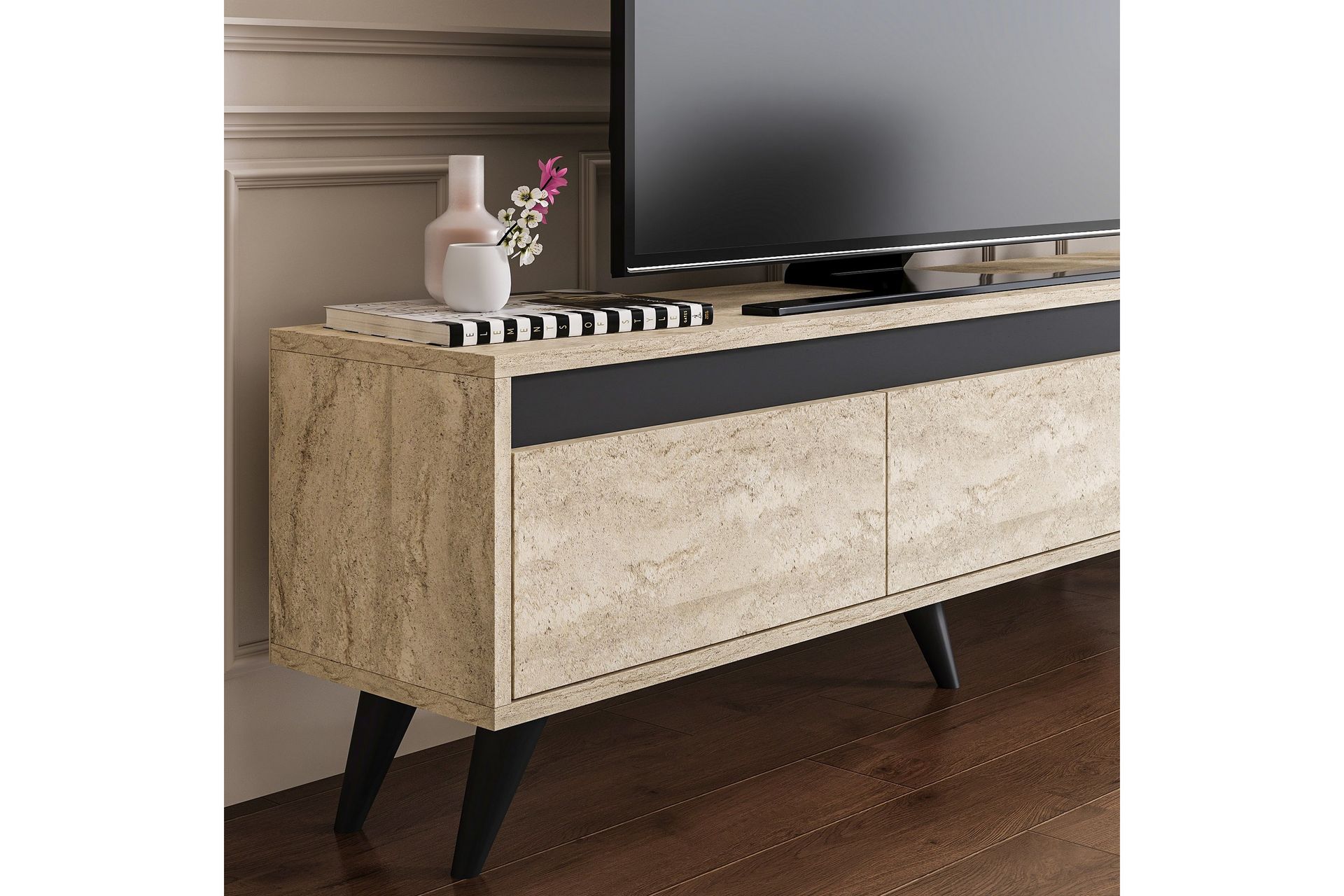 Hume TV-benk 150 cm - Beige/Antrasitt - Møbler - Mediamøbel & tv møbel - TV-benk & mediabenk