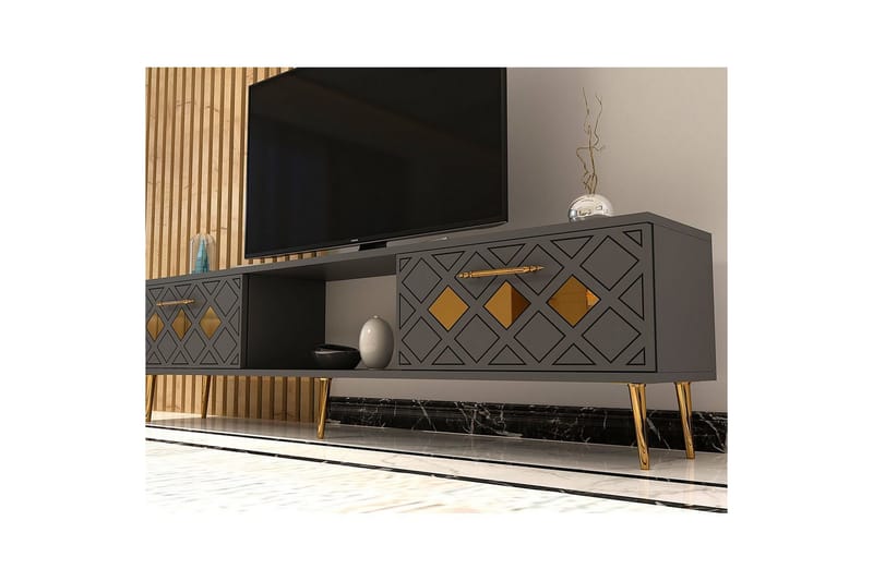 Ilna TV-benk 150 cm - Antrasitt/Gull - Møbler - Mediamøbel & tv møbel - TV-benk & mediabenk