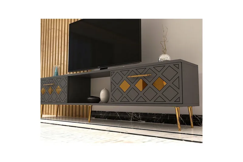 Ilna TV-benk 150 cm - Antrasitt/Gull - Møbler - Mediamøbel & tv møbel - TV-benk & mediabenk