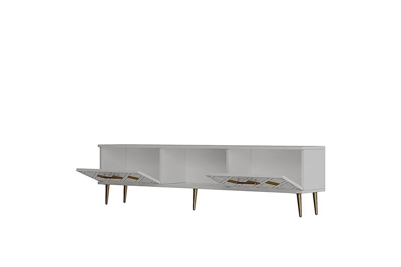 Ilna TV-benk 150 cm - Hvit/Sølv - Møbler - Mediamøbel & tv møbel - TV-benk & mediabenk