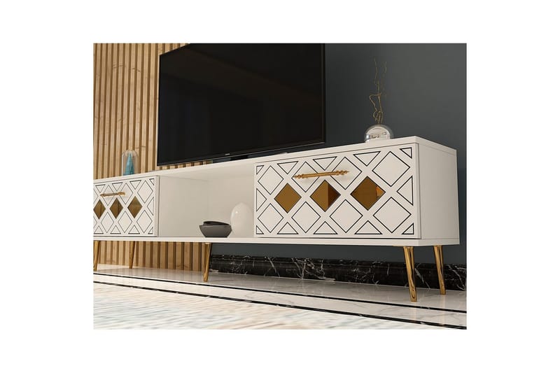 Ilna TV-benk 150 cm - Hvit/Sølv - Møbler - Mediamøbel & tv møbel - TV-benk & mediabenk