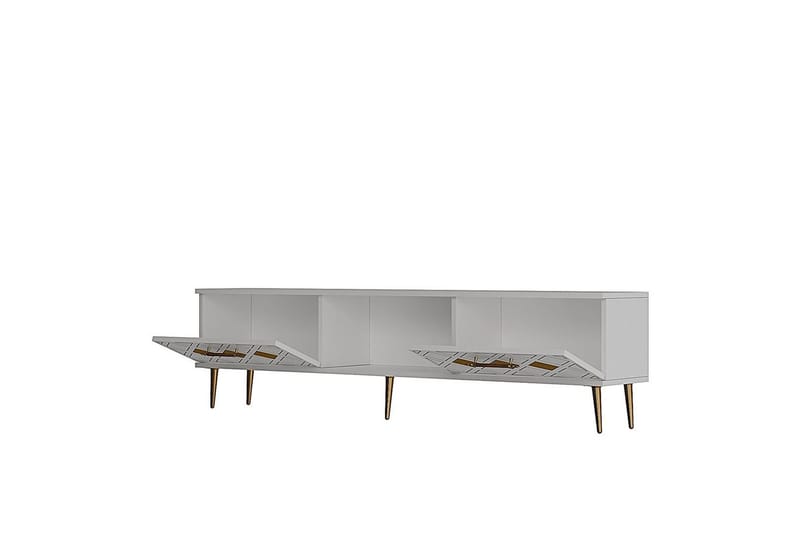 Ilna TV-benk 150 cm - Hvit/Sølv - Møbler - Mediamøbel & tv møbel - TV-benk & mediabenk