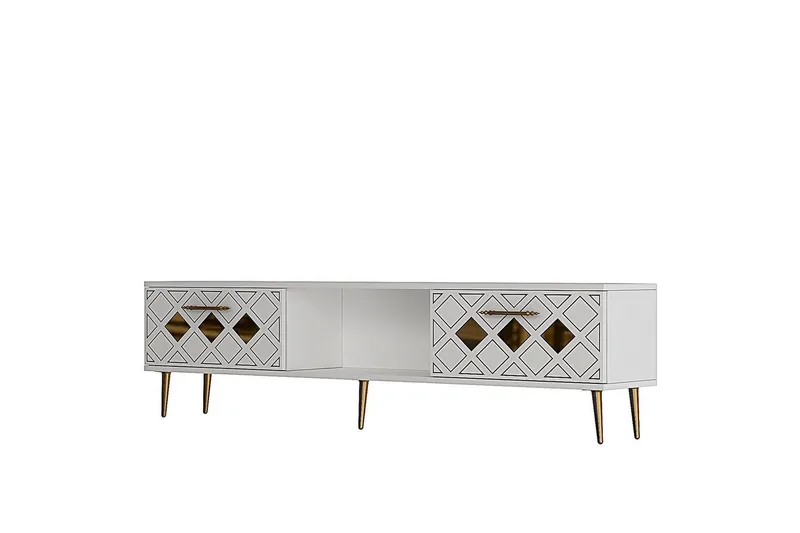 Ilna TV-benk 150 cm - Hvit/Sølv - Møbler - Mediamøbel & tv møbel - TV-benk & mediabenk